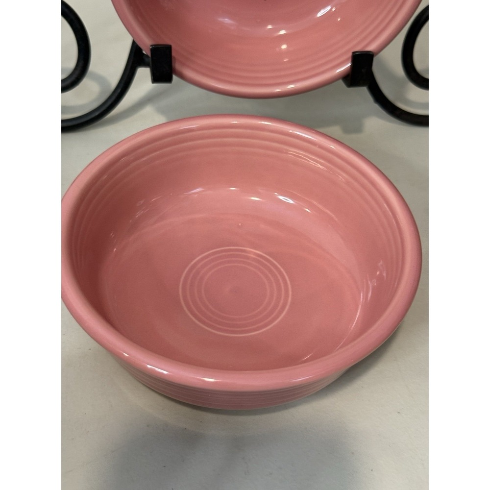 VTG Lot Of 2 Fiestaware Rose Pink 5" Bowls Homer Laughlin Fiesta USA Ceramic - Picture 3 of 8